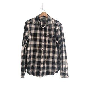 Eddie Bauer Forest Green Checkered Plaid Mid Weight Flannel Men's Size M